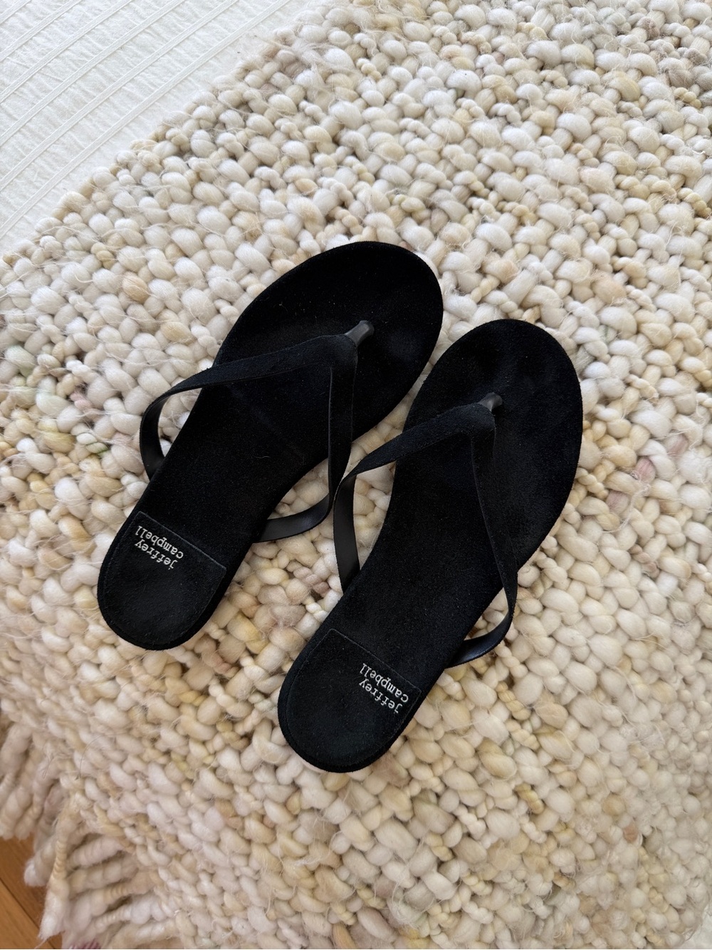 Jeffrey Campbell Black Suede Thong Sandals